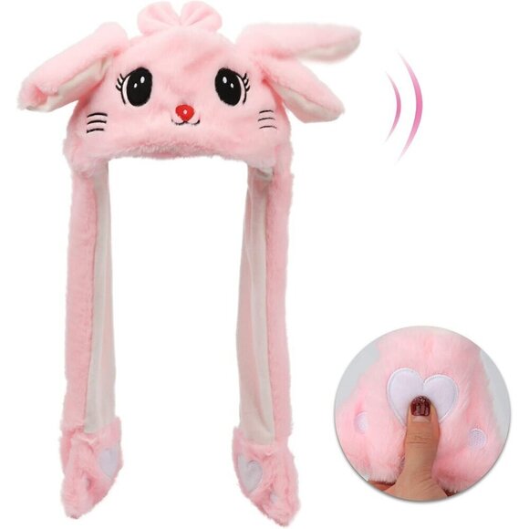 Other - Kids Cat_pink Animal Hat with Ears Moving Jumping Pop Up Beating Plush Holiday